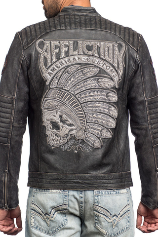 Affliction | Куртка кожаная мужская FULL MEASURE JACKET 110OW148 спина