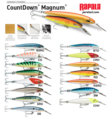 Воблер тонущий Rapala Countdown Magnum CDMAG11-RH (3,9м-4,5м,11 см 24 гр)
