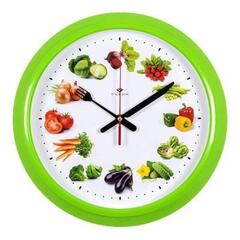 Часы 21 Bek настенные  3024-127 круг d=30см, корпус зеленый "Овощи" "Рубин"