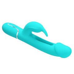 Аквамариновый вибратор-кролик с функцией фингеринга Kampas - 23,2 см. - 