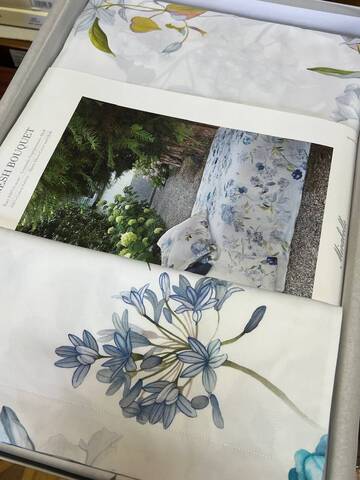 Постельное белье 2 спальное евро Mirabello Fresh Bouquet бело-голубое