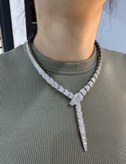 84052- Колье ЗМЕЯ из стали с цирконами, качество lux