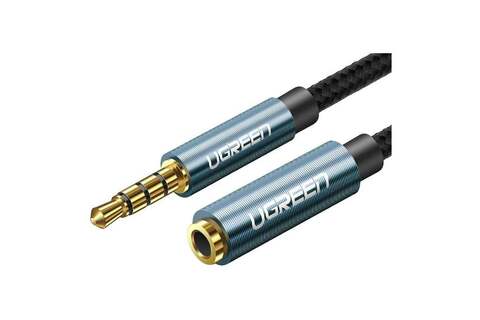Удлинитель кабеля  UGREEN AV118 (40672) 3.5mm Male to 3.5mm Female Extension Cable, 0,5м, черный/синий