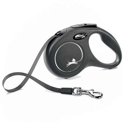 Flexi рулетка New Classic - S (до 15 кг) черная (5 м, лента)