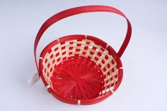 Корзина плетеная с ручкой (бамбук), Красная, D=21 см, H=10*24 см, 1 шт.