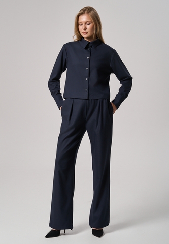 Рубашка-жакет укороченная синяя