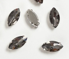 Стразы пришивные стекло в оправе, р. 18х9 мм, графитовый