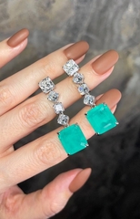 24553 - Серьги из серебра с квадратными подвесками из кварца цвета параиба