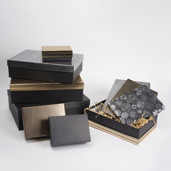 Коробка одиночная, Прямоугольник, Строгий микс, Черный/Золото/Серебро, Металлик, 24,5*17,5*7 см, 1 шт.