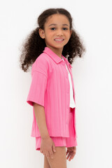 рубашка  для девочки  КР 302718-1/неоновый розовый к555