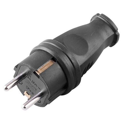 Вилка прямая каучуковая 230В, 2P+PE, 16A, IP44 (SBE-16-P07-Rr) Smartbuy