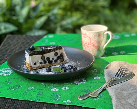 Полотенце COZA с принтом "Зонтики», зеленый фон, полулён, размер 40х70 см