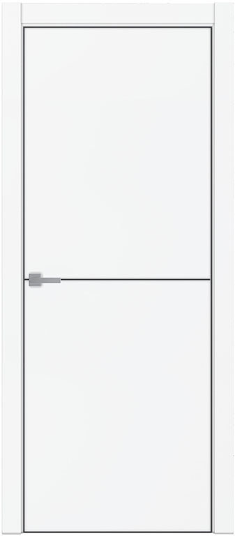 Дверь межкомнатная белая Убертюре Тамбурат 4102 (кромка алюминиевая черная с 4х сторон, врезка под замок и скрытые петли), цвет аляска суперматовая, полипропилен, глухая
