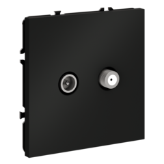 Розетка телевизионная встраиваемая VOLTUM S70 оконечная TV+SAT, (черный матовый)