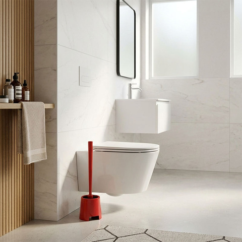 Ёршик для туалета Munga, с держателем, красный, полипропилен