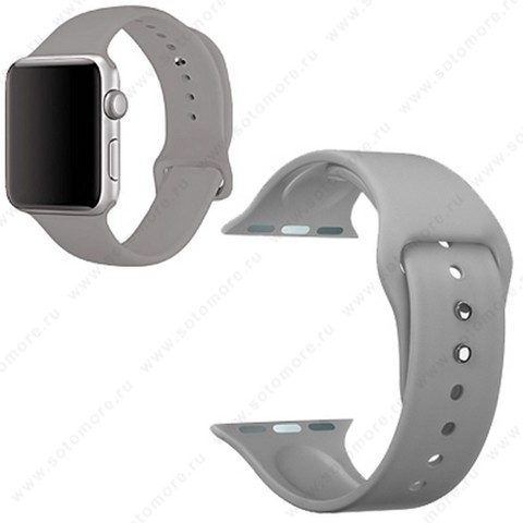 Ремешок для Apple Watch 42/ 44 mm силиконовый серый