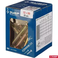 ЗУБР М12 х 99 мм, 25 шт, анкерный болт с гайкой, Профессионал (302342-12-099)