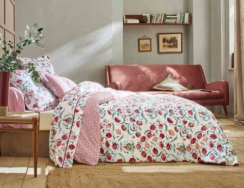 Постельное белье 2 спальное евро Blanc des Vosges Jardin Oriental Carmin