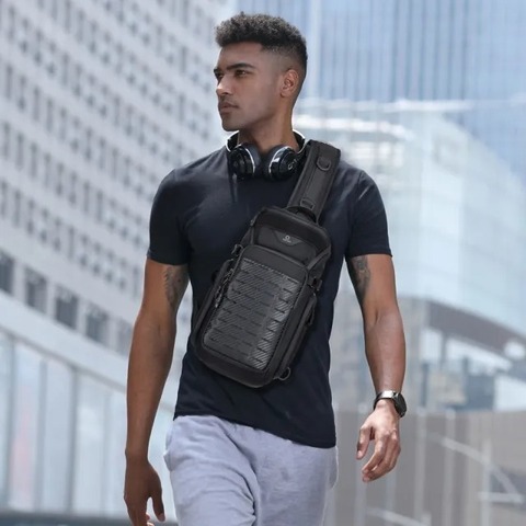 Картинка рюкзак однолямочный Ozuko 9680 black - 3