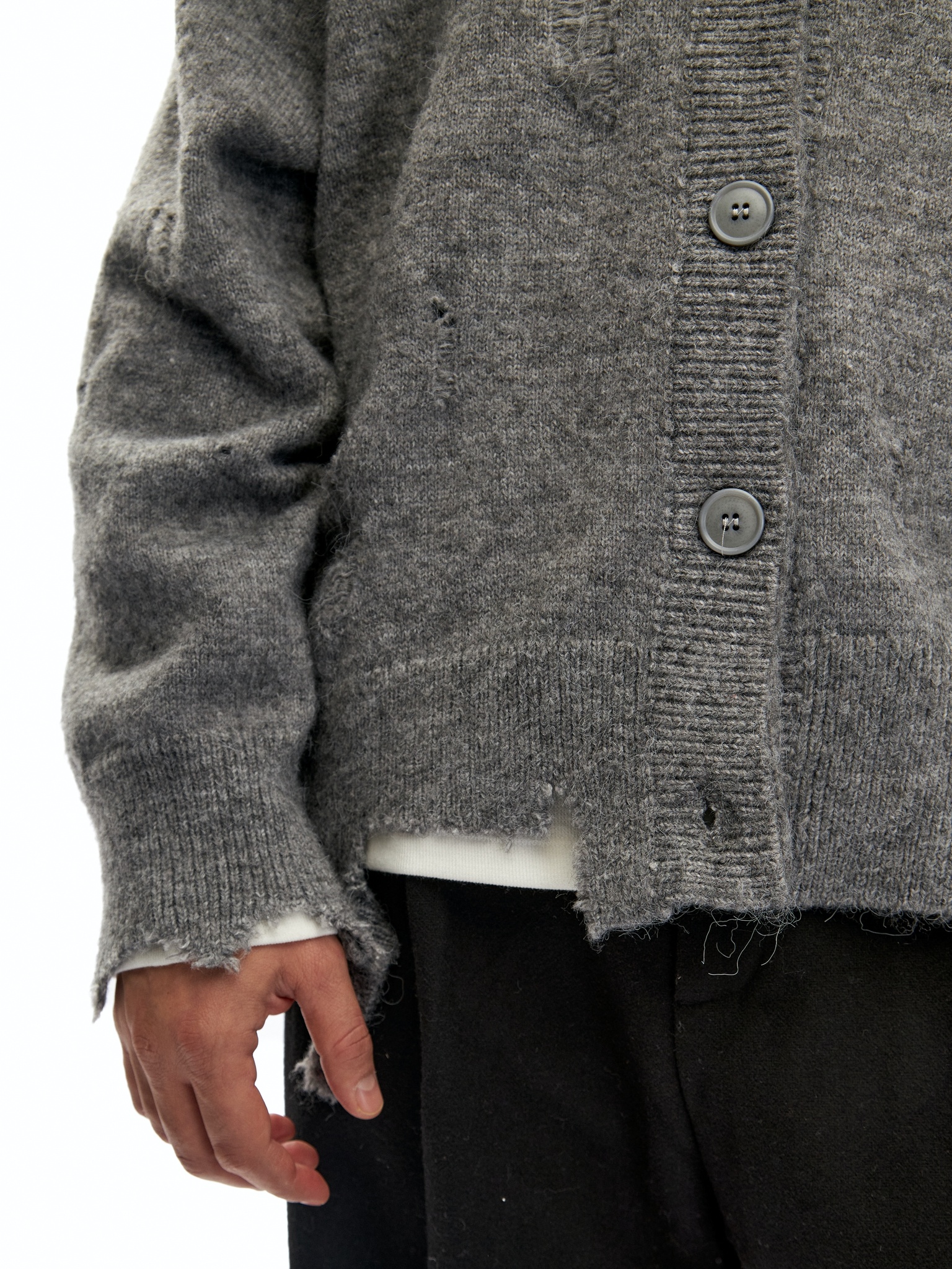 Серый шерстяной кардиган Votus с перфорацией