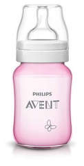 Бутылочка для кормления розовая, "Бабочка", PP, 1 шт. (стандарт)