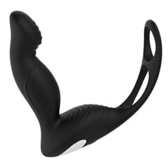 Черный вибромассажер простаты P-PLEASER W ERECTION ENHANCE - 