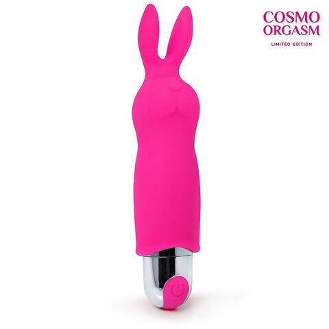 Розовый вибромассажёр в форме зайчика - 12,5 см. - Cosmo COSMO ORGASM CSM-23165