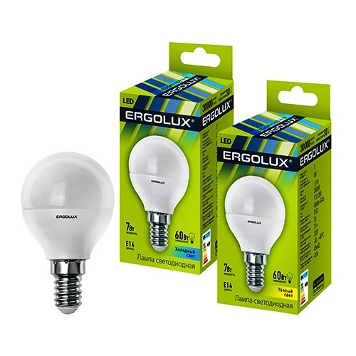 Лампа Ergolux LED-G45-7W-E14-3K шар (теплый свет)