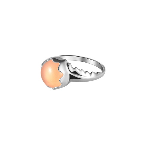 OTHER OBJECTS Кольцо Волна круглое с розовым кварцем