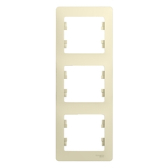 Schneider Electric Glossa Бежевый Рамка 3-местная вертикальная IP20 скрытая установка GSL000207