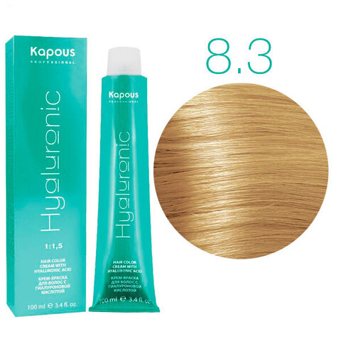 Kapous HY Hyaluronic Acid 8.3 (Светлый блондин золотистый) - Крем-краска для волос с гиалуроновой кислотой