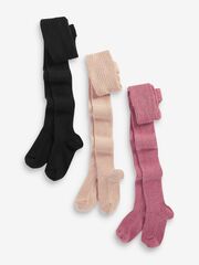 Колготки хлопковые для девочки Next T55-772, 3 шт., Черный, Бежевый, Розовый