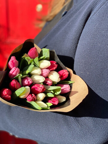 21 разноцветный тюльпан.