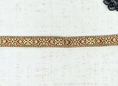 Тесьма жаккард, ш. 2 см, бордовый с золотом