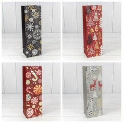 
          Пакет подарочный 11.5 х 35 х 9 см Набор 4 шт "Новый год" Под бутылку (Микс)