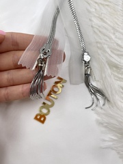 Молния на прозрачной сетке (основе) серебристая с кистью широкая