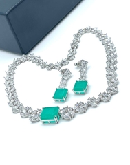 24553 - Серьги из серебра с квадратными подвесками из кварца цвета параиба