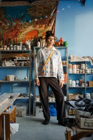 Рубашка Soeurs с птицами 2 белая