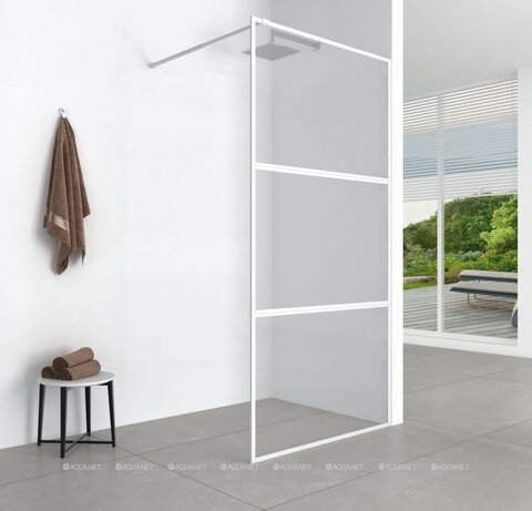 Aquanet SW-900WT SW-900WT Душевая перегородка 90х200см, суппорт, стекло 6 мм, прозр., профиль бел.краш. (352344)