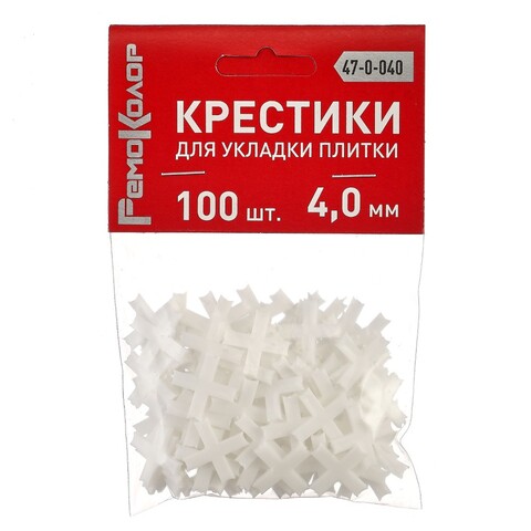 Крестики пластиковые для укладки плитки, 4,0мм 100шт (РемоКолор) 47-0-040