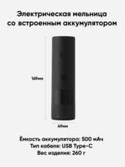 Мельница Xiaomi HuoHou Electric Grinder Rechargeable HU0200 Black (Черный)