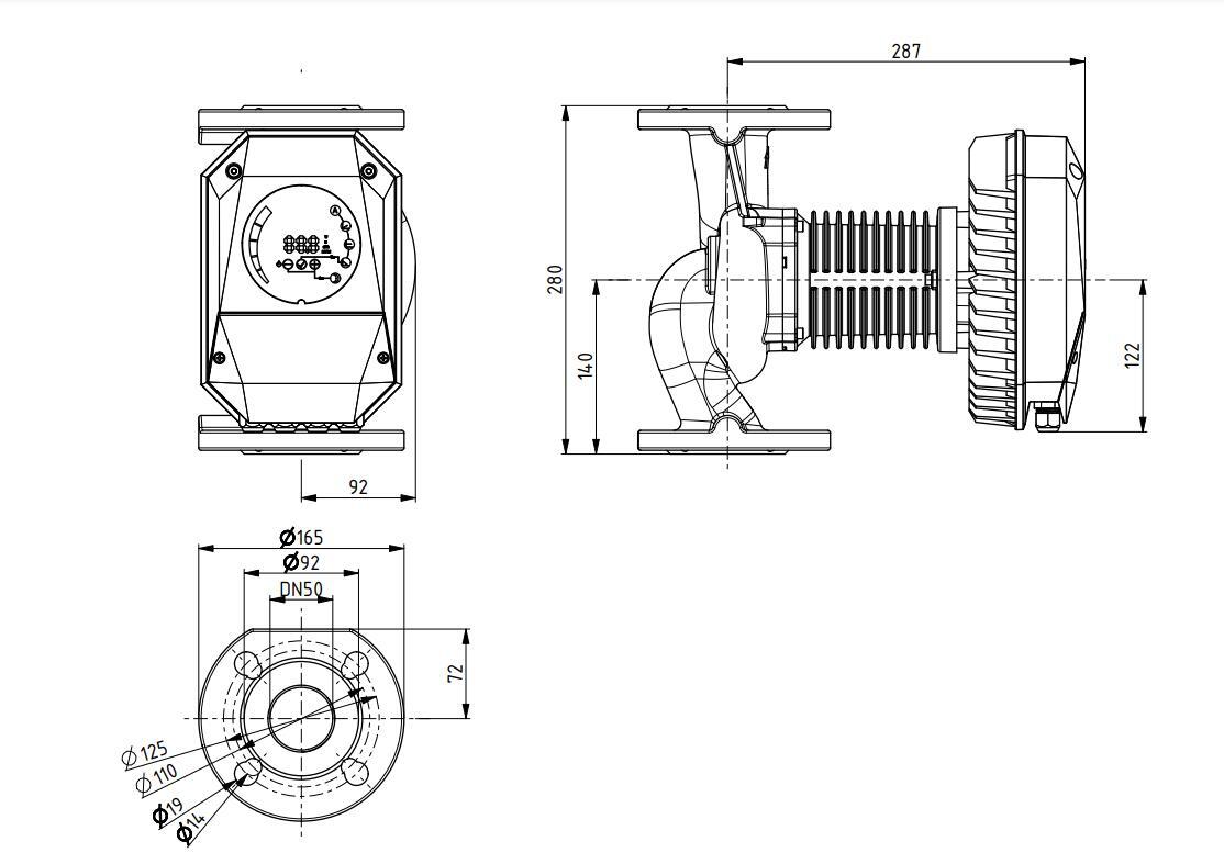 Насос циркуляционный IMP NMT MAX II 50-120 F280 размеры