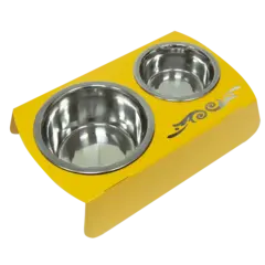 Зооник подставка двойная мет. миски жёлтый 0,35л + 0,9л
