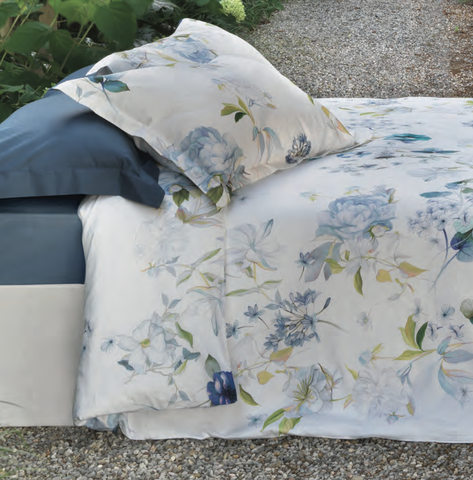 Постельное белье 2 спальное евро Mirabello Fresh Bouquet бело-голубое