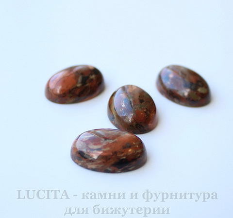 Кабошон овальный Яшма Брекчиевая (цвет - коричневый) 18х13х6 мм №7 ()
