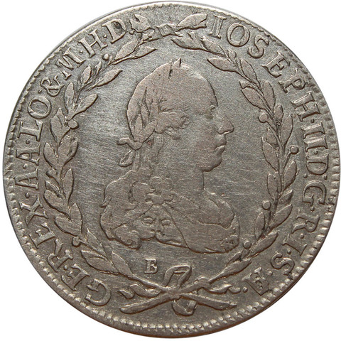 20 крейцеров. Иосиф II. Австрия. Серебро. 1776 год. VF+