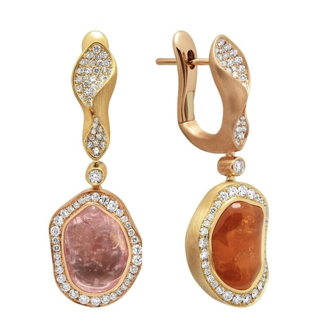 Серьги с Морганитом, Спессартином и Бриллиантами, E0030-85/1