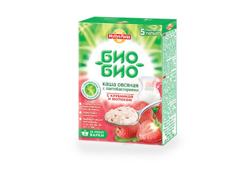 Овсяная каша Myllyn Paras "Био-Био" с клубникой и молоком, 200г
