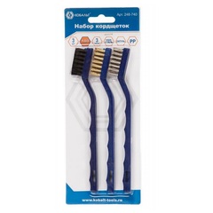 Набор кордщеток КОБАЛЬТ 180 мм (3 шт.), пластмассовая ручка (248-740)