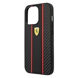 Кожаный чехол Ferrari NM для iPhone 13 Pro Max (Чёрный с красным)